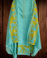 Graceful Modal Suit Set with Organza Embroidery Charm